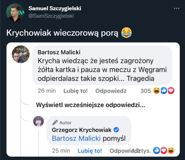 Tak Krychowiak odpowiedział na komentarz kibica... :D